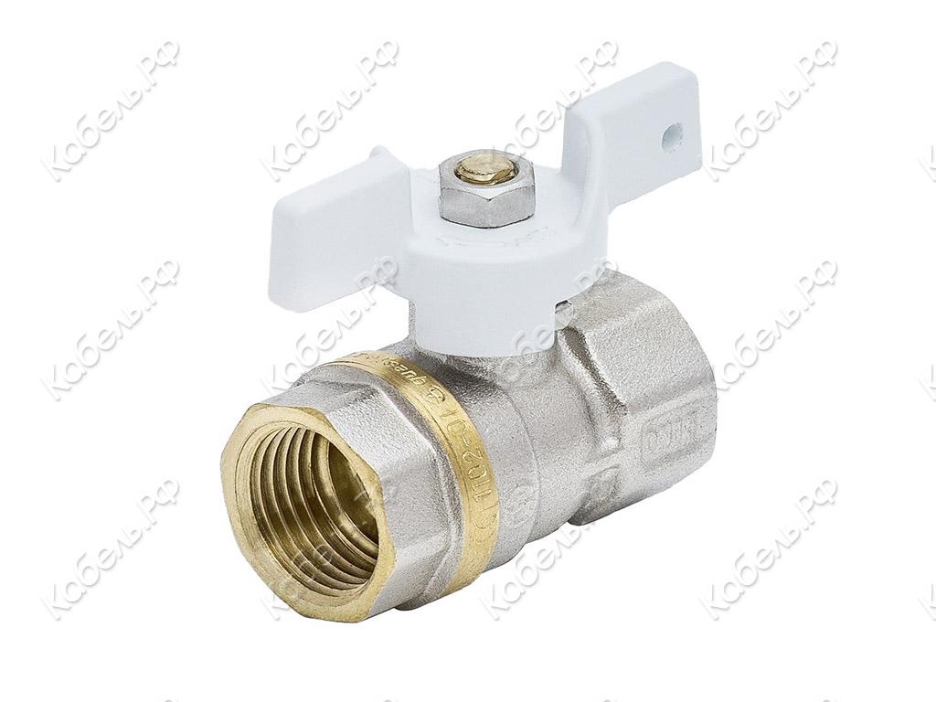 Изображение товара Кран шаровой латунь никель 1102 Standard Ду20 Ру30 ВР/ВР G 3/4" бабочка Aquasfera