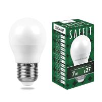 Лампа светодиодная SBG4507 шар G45 E27 7W 2700K (10шт/уп) SAFFIT 55036
