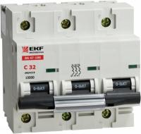Автоматический выключатель ВА 47-100 3P 40А (C) 10kA EKF mcb47100-3-40C
