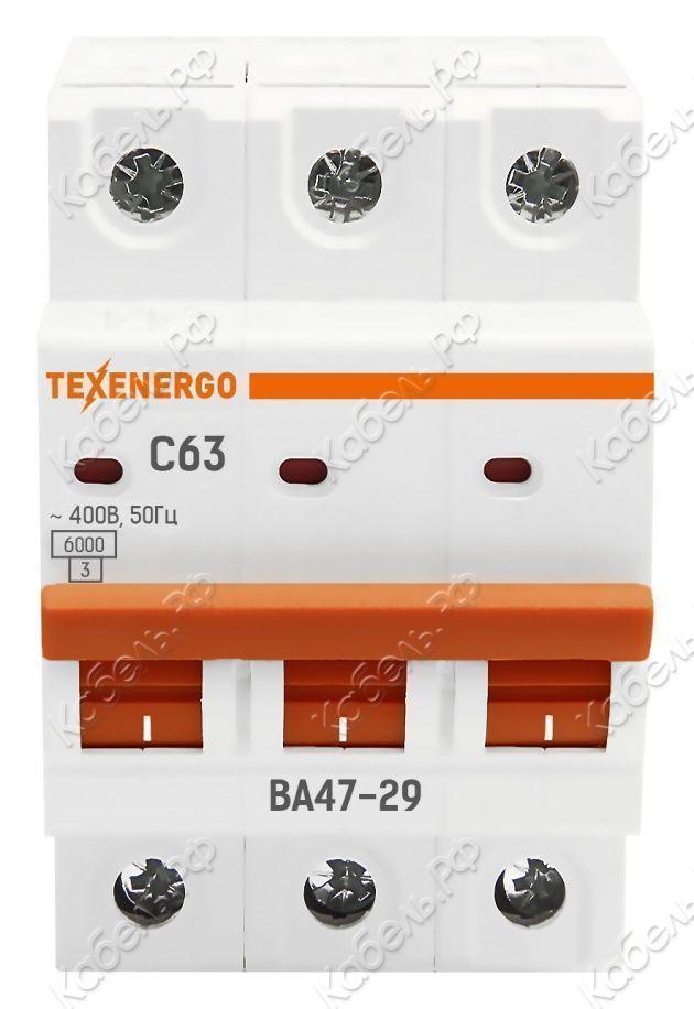 Изображение товара Выключатель автоматический ВА47-29 3P 63А 6кА (C) TEXENERGO TAM34C63-1