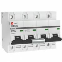 Автоматический выключатель 4P 16А (C) 10kA ВА 47-100 EKF mcb47100-4-16C-bas