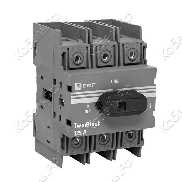 Изображение товара Рубильник EKF TwinBlock 3п 125A c рукояткой управления для прямой установки tb-125-3p-f