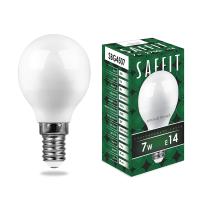 Лампа светодиодная SBG4507 шар G45 E14 7W 2700K (10шт/уп) SAFFIT 55034