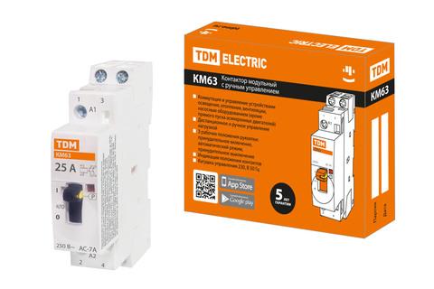 Изображение товара Контактор с ручным управлением КМ63/2-25 2НО 230В АС TDM Electric SQ0213-0100
