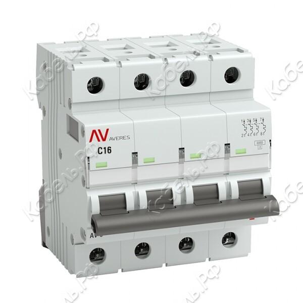 Изображение товара Автоматический выключатель 4П AV-6 16А C 6кА EKF mcb6-4-16C-av