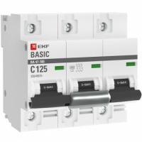 Автоматический выключатель 3P 125А (C) 10kA ВА 47-100 EKF mcb47100-3-125C-bas