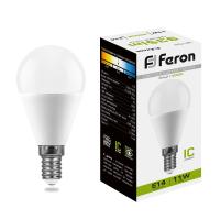 Лампа светодиодная LB-750 шар G45 E14 11W 4000K (10шт/уп) Feron 25947