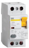 Дифференциальный выключатель (УЗО) ВД1-63 2п 100А 30мА тип AC IEK MDV10-2-100-030