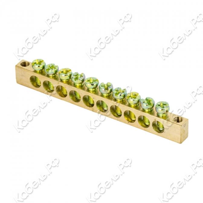 Изображение товара Шина PEN "ноль-земля" (6х9мм) 10 отв. латунь крепеж по краям PROxima EKF sn0-63-10-k