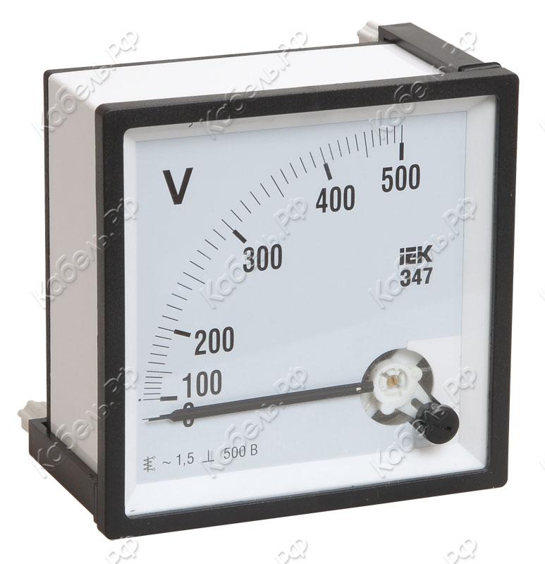 Изображение товара Вольтметр аналоговый Э47 500В класс точности 1,5 72х72мм IEK IPV10-6-0500-E