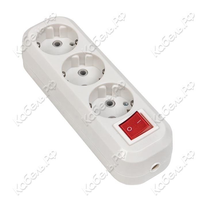 Изображение товара Колодка розеточная для удлинителя EKF PROxima 3 гнезда с выключателем AKB16-3i