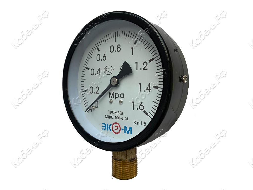 Изображение товара Манометр общетехнический МД02 0-1,6МПа G1/2 100мм класс 1,5 Экомера