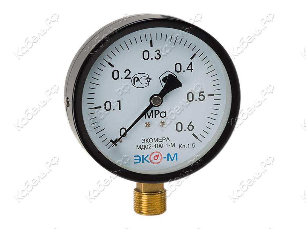 Изображение товара Манометр общетехнический МД02 0-0,6МПа с резьбой М20x1,5 Россия
