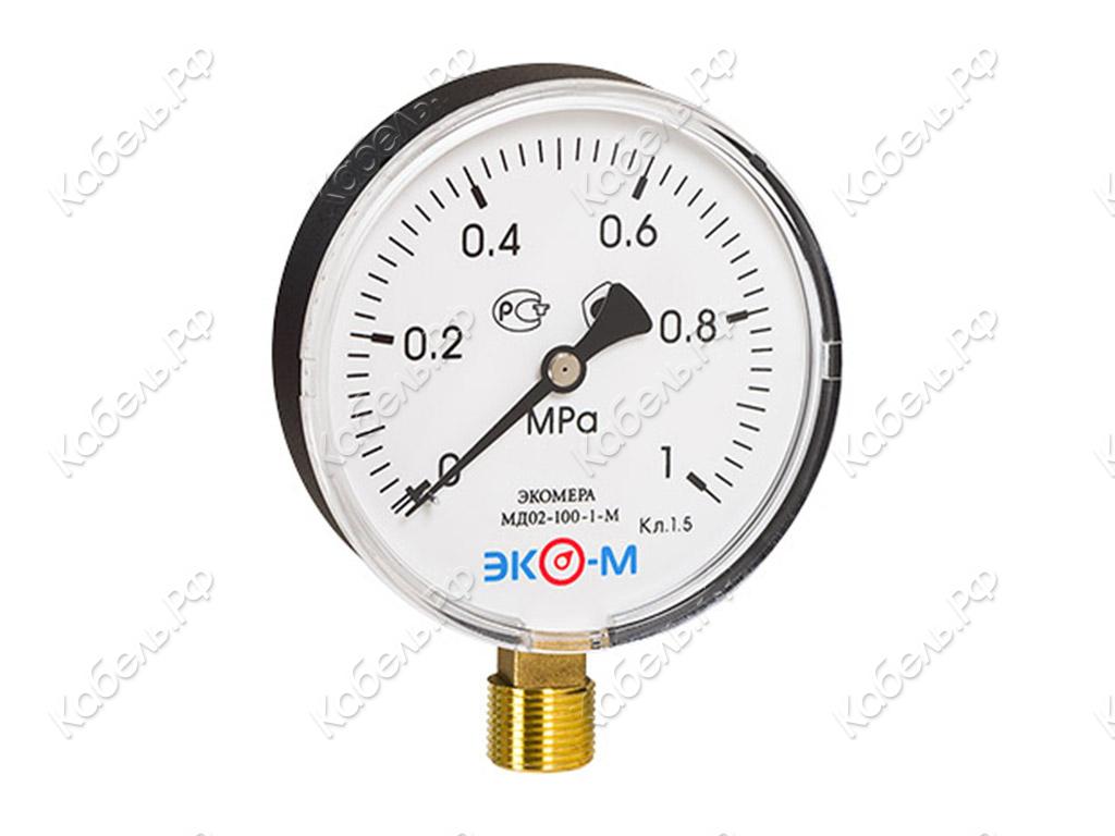 Изображение товара Манометр общетехнический МД02 0-1МПа резьба М20x1,5 Экомера