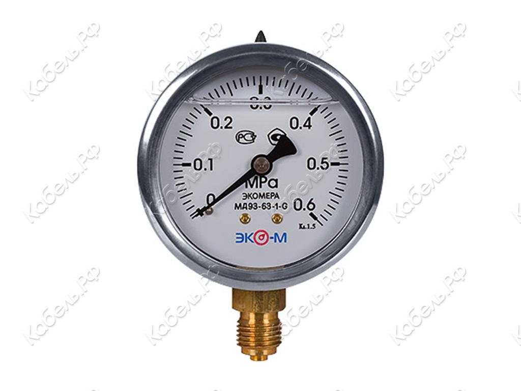 Изображение товара Манометр виброустойчивый МД93 (0-2,5Мпа) резьба G1/4 Д=63мм кл.т. 1,5 Экомера