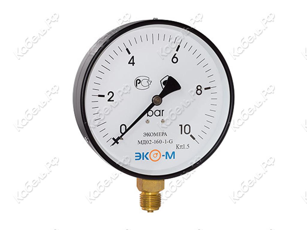 Изображение товара Манометр общетехнический МД02 (0-10бар) G1/2 160мм Экомера