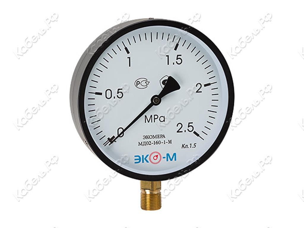 Изображение товара Манометр общетехнический МД02 0-2,5МПа резьба М20x1,5 диаметр 160мм класс точности 1,5