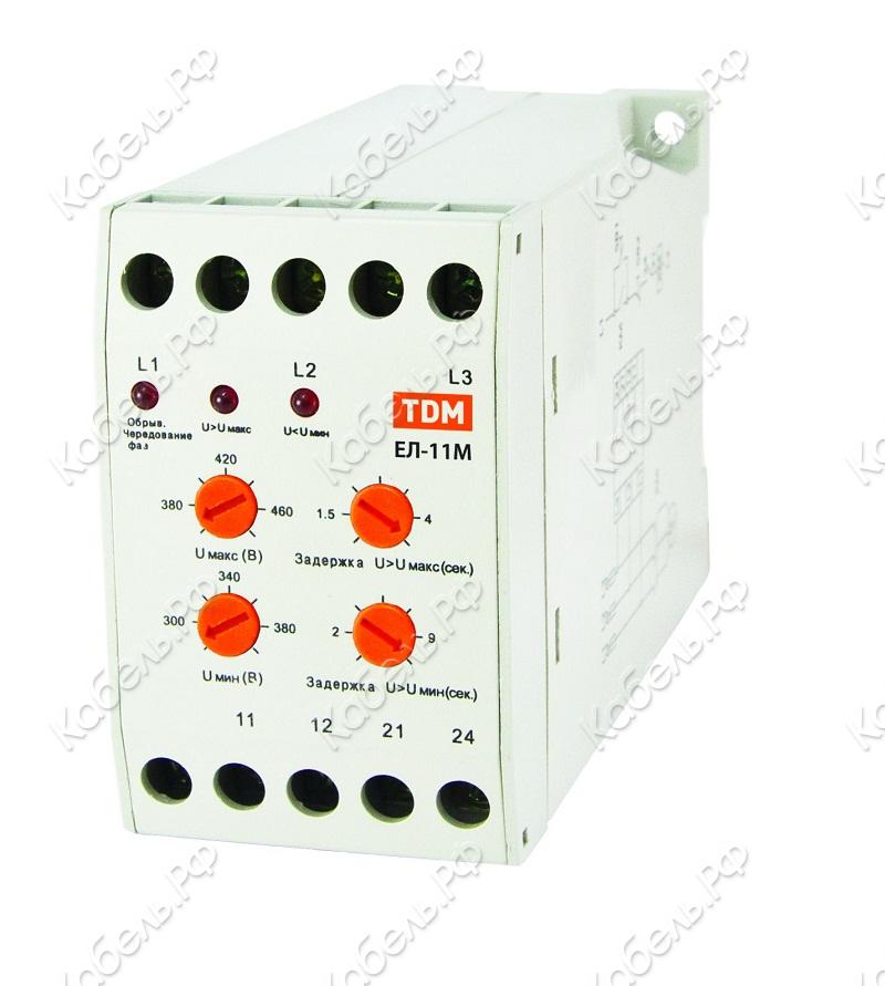 Изображение товара Реле контроля фаз ЕЛ-11М-3х380В TDM Electric SQ1504-0005 для защиты трехфазных сетей