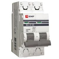 Автоматический выключатель 2P 20А (C) 4,5kA ВА 47-63 EKF mcb4763-2-20C-pro