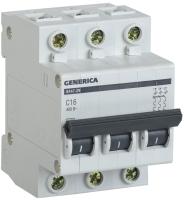 Автоматический выключатель 3П ВА47-29 16А C 4,5кА GENERICA IEK MVA25-3-016-C