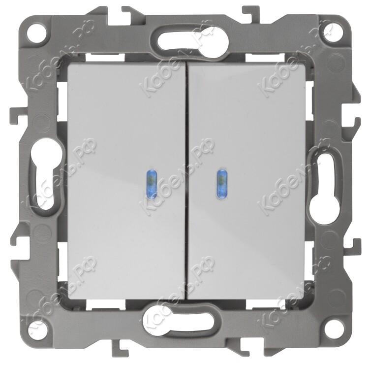 Изображение товара Двухклавишный выключатель с индикацией 250 В белый ЭРА 12-1105-01