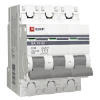 Автоматический выключатель 3P 10А (В) 4,5kA ВА 47-63 EKF mcb4763-3-10В-pro