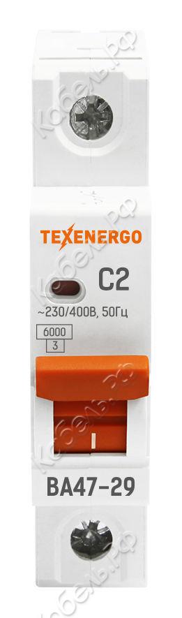 Изображение товара Выключатель автоматический ВА47-29 1P 2А 6кА (C) TEXENERGO TAM14C02-1