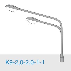 Изображение товара Кронштейн двухрожковый консольный К9-2,0-2,0-1-1 оцинкованный для опор освещения