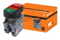 Кнопка двойная MPD2-11R (зеленая/красная) (LED) в сборе d22мм/220В (I/O) линза красная TDM Electric SQ0747-0046