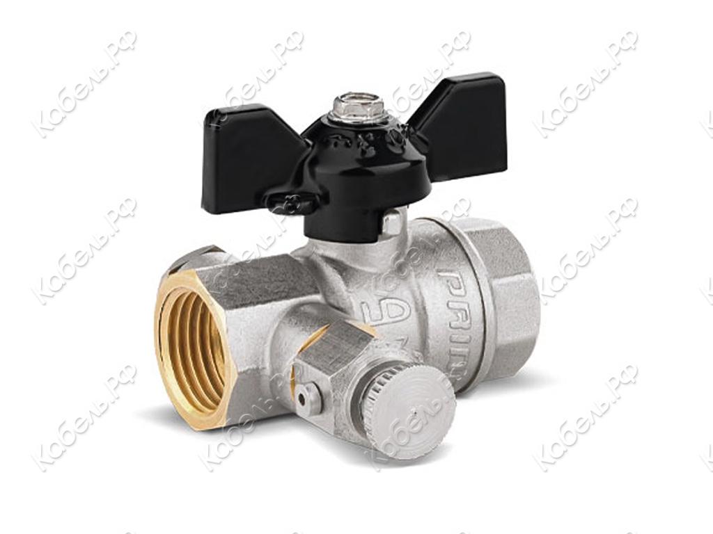 Изображение товара Кран шаровой латунь со спускником Pride никель Ду 15 ВР G1/2" бабочка LD 44.15.В-В.С.Б