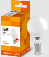 Лампа светодиодная LED 7вт E14 3000К матовый шар ECO (10шт/уп) IEK LLE-G45-7-230-30-E14