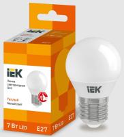 Лампа светодиодная LED 7вт E27 3000К матовый шар ECO (10шт/уп) IEK LLE-G45-7-230-30-E27