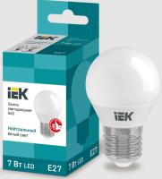 Лампа светодиодная LED 7вт E27 4000К матовый шар ECO (10шт/уп) IEK LLE-G45-7-230-40-E27