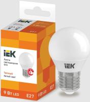 Лампа светодиодная LED 9вт Е27 3000К матовый шар ECO (10шт/уп) IEK LLE-G45-9-230-30-E27