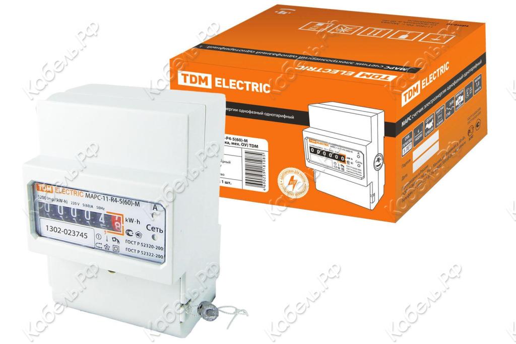 Изображение товара Счетчик электроэнергии МАРС-1,0-11-Р4-5(60)-М (1ф/1тар) TDM Electric SQ1105-0004