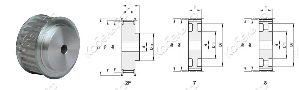 Изображение товара Зубчатый шкив с ребордами 14M-55 F Z 28 St BEA для промышленного оборудования