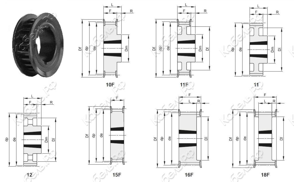 Изображение товара Зубчатый шкив с ребордами 8M-30 F Z 28 (TB 1210) St BEA сталь Италия