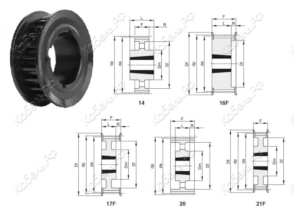 Изображение товара Зубчатый шкив с ребордами H100 F Z 26 TB 1610 от Bea Ingranaggi Италия
