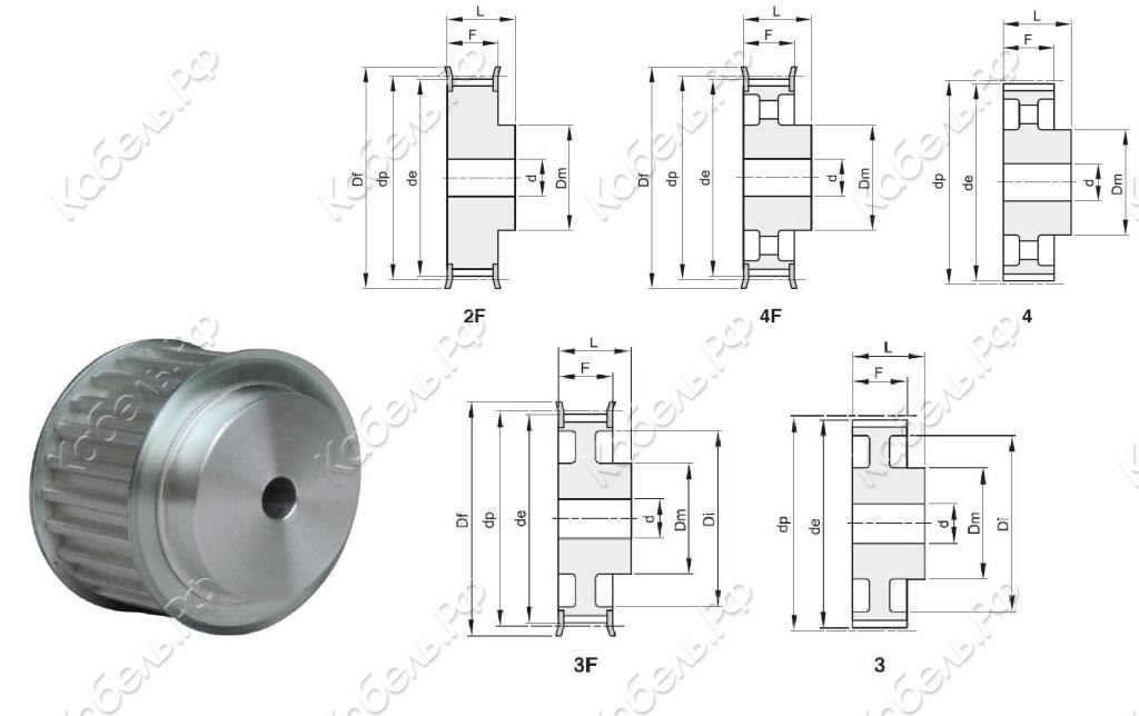 Изображение товара Зубчатый шкив с ребордами H200 F Z 24 для ремней и приводов