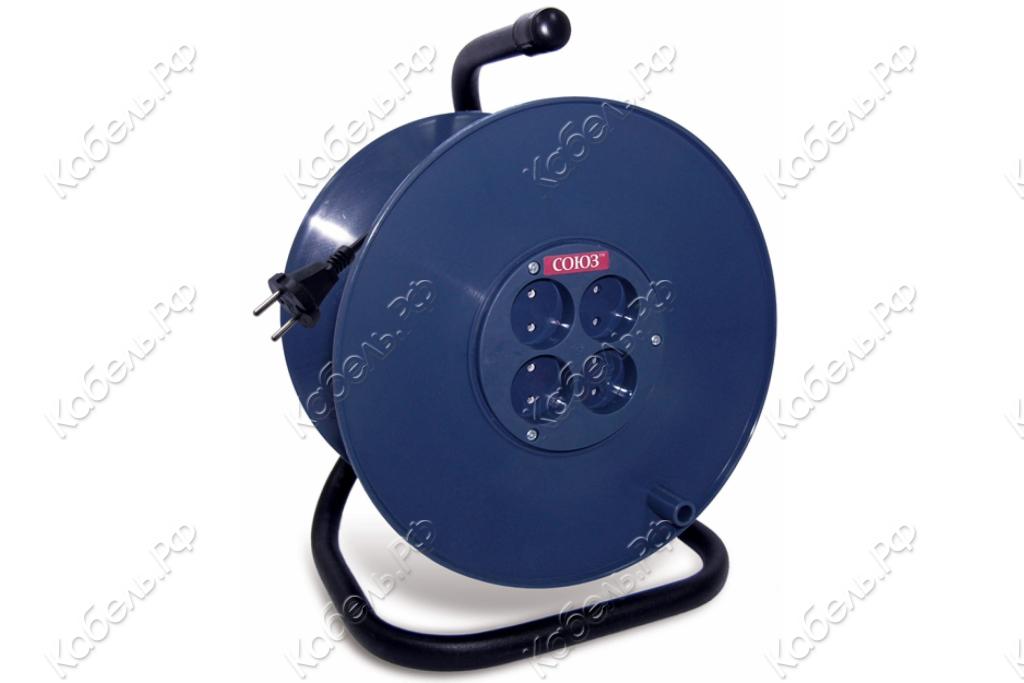 Изображение товара Удлинитель на катушке UNIVersal СОЮЗ 4 гнезда 40м провод ПВС 2х1,5 упакованный