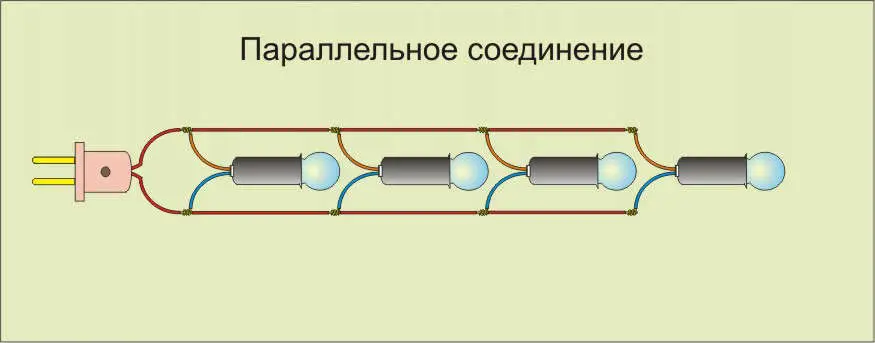 Рисунок 5. Параллельное подключение ламп